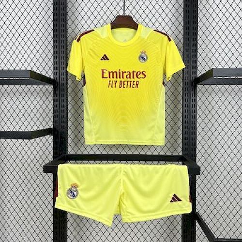 Real Madrid 2025-26 Yellow Goalkeeper Kids Kit