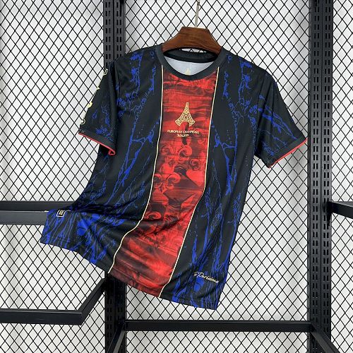 PSG 25-26 CAMPEONES DE EUROPA Red and blue Football jersey