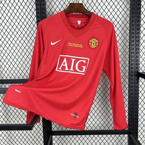 Manchester United 2007-08 Home Long Sleeves Retro Jersey