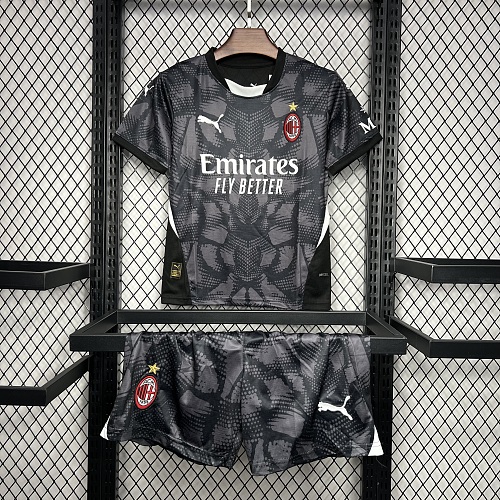 AC Milan 2024-25 Goalkeeper Jersey Black Kids Kit