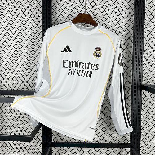 Real Madrid 2025/26 Home Long Sleeves Football Jersey