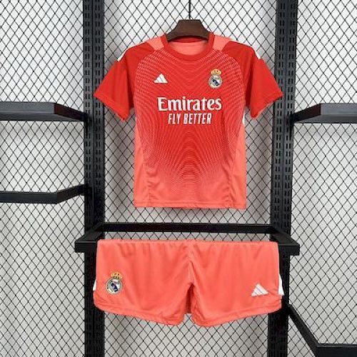 Real Madrid 2025-26 Orange Color Goalkeeper Kids Kit