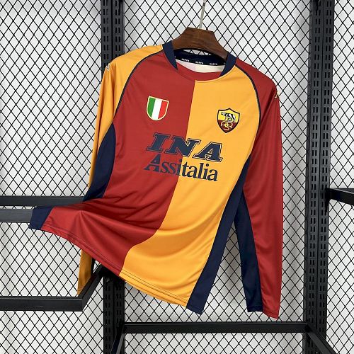 Roma 01-02 Home Long Sleeve Retro Jersey S-XXL