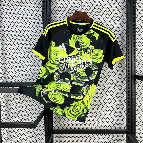 Real Madrid 2025-26 Green Rose Bamboo Leaf Green Football Jersey