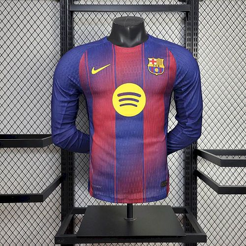 Barcelona 2025-26 Home Long Sleeves Jersey Player Version