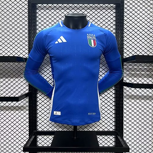 Italy 2024-25 Euro Home Long Sleeves Jersey – Player Version