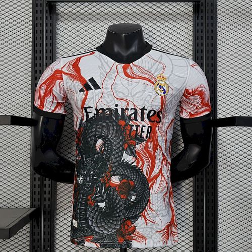 Real Madrid 2025-26 White Black Dragon special edition Jersey Player Version