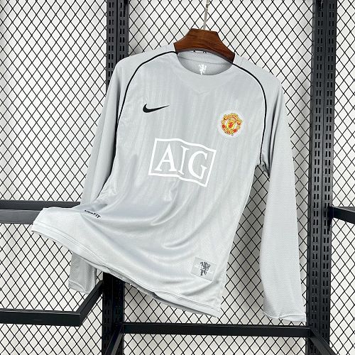 Top 1:1 Manchester United 2007-08 Grey Goalkeepe Long Sleeves Retro Jersey